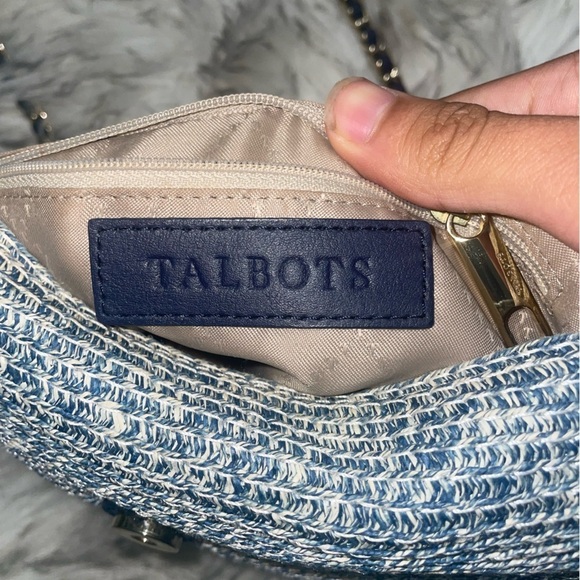 Vintage💙Blue woven crossbody bag with chain strap flap bag vintage bag y2k bag - Picture 4 of 14